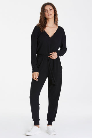 YASMIN LONG SLEEVE OVERLAPPED FRONT JUMPSUIT WITH WAIST TIE