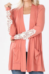 KNIT CARDI WITH EMBROIDERED SLEEVE DETAIL