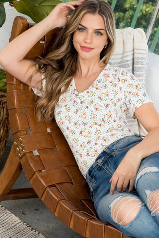 SHORT SLEEVE DITSY FLORAL BODYSUIT