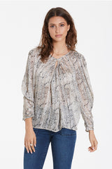 BRAELYN KEY HOLE BLOUSE WITH SHIRRED SLEEVES