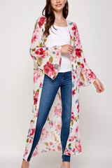 BELL SLEEVE FLORAL KIMONO DUSTER