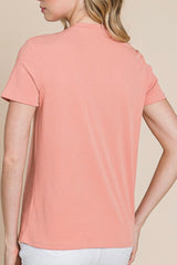 SHORT SLEEVE RIBBED CREW NECK TOP