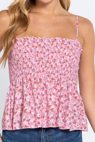 SMOCKED FLORAL CAMI