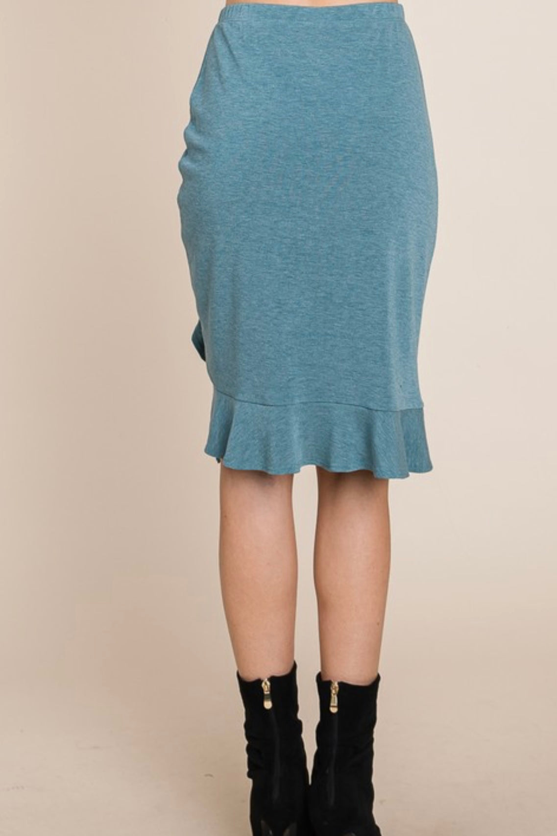 TERRY KNIT SKIRT WITH ADJUSTABLE SIDE ROUCHED DETAIL
