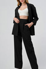 RELAXED FIT PINSTRIPED BLAZER