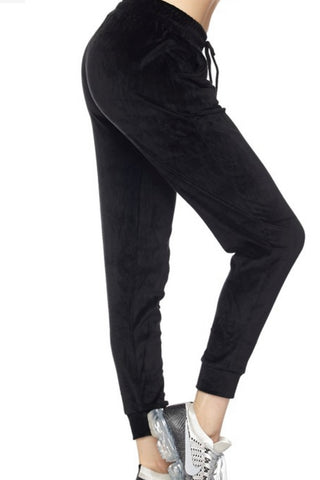 CURVY RELAXED FIT TIE WAIST VELVET JOGGERS