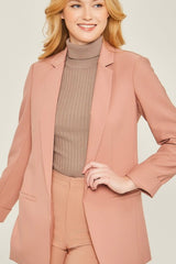 WOVEN CLASSIC OPEN FRONT BLAZER