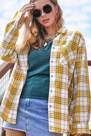 LONG SLEEVE PLAID FLANNEL BUTTON DOWN SHIRT