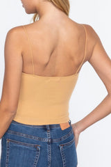 TWO PLY FRONT KEYHOLE RIB KNIT CAMI TOP
