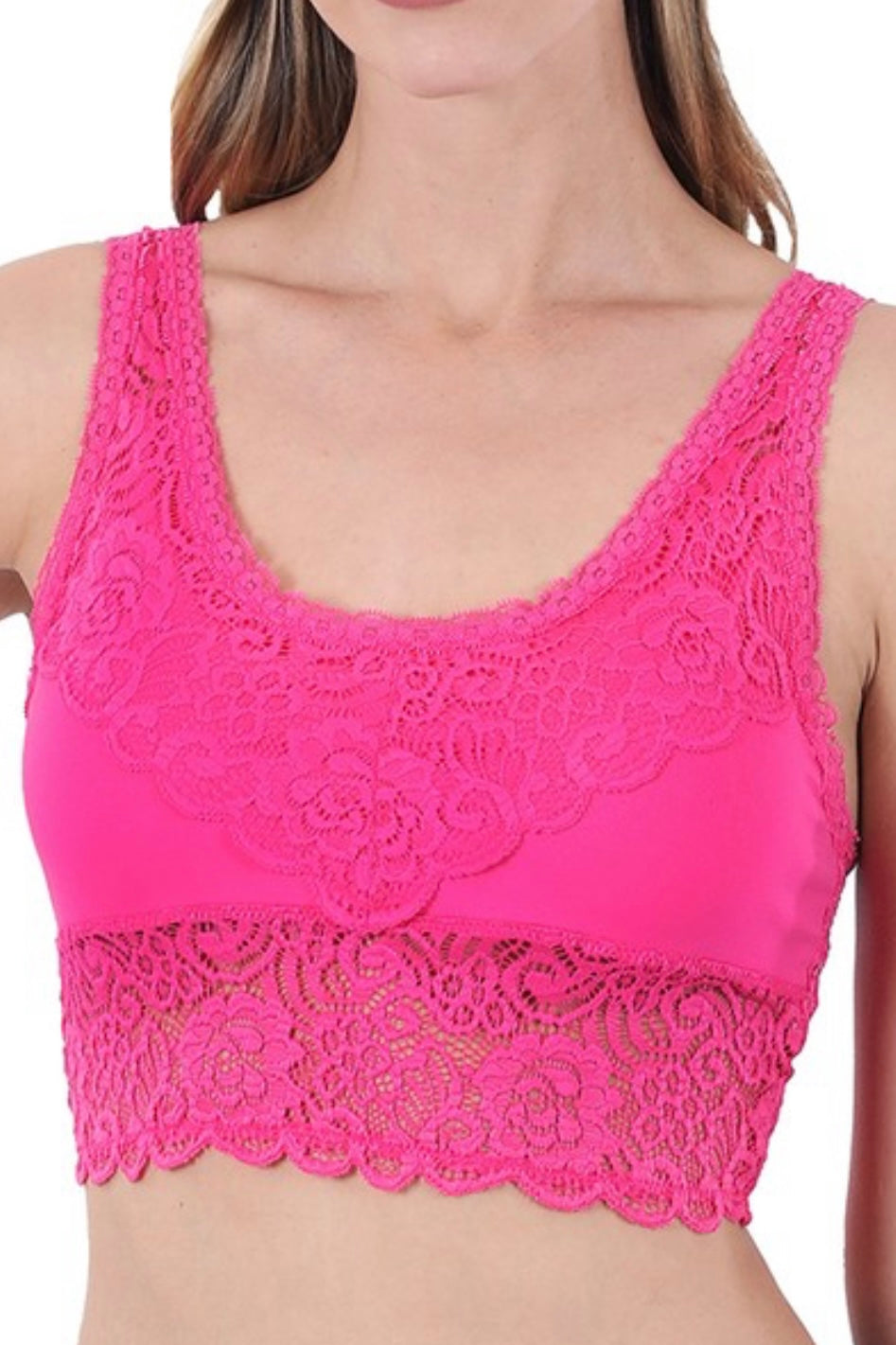 SEAMLESS STRETCH LACE BRALETTE WITH REMOVABLE PADS