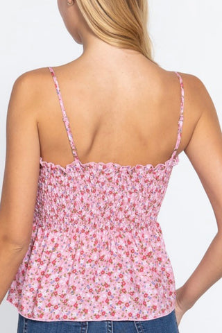 SMOCKED FLORAL CAMI