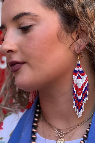 HAND BEADED AMERICANA EARRINGS