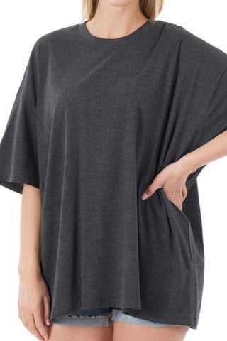 SHORT SLEEVE CREW NECK OVERSIZED BOYFRIEND TEE