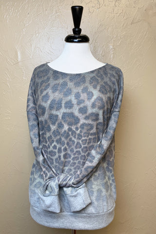 PLUS BRUSHED LEOPARD PRNT SWTR