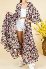 BELL SLEEVE TIERED FLORAL DUSTER