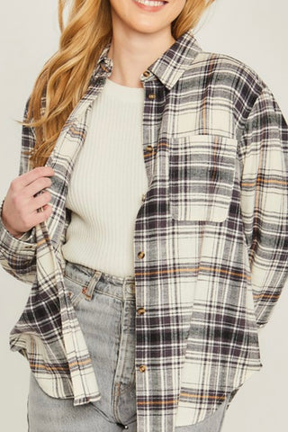 LONG SLEEVE BUTTON DOWN PLAID FLANNEL