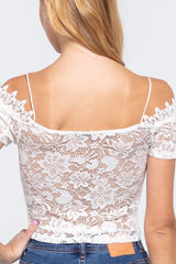 OFF THE SHOULDER CROP TOP WITH LACE DETAIL