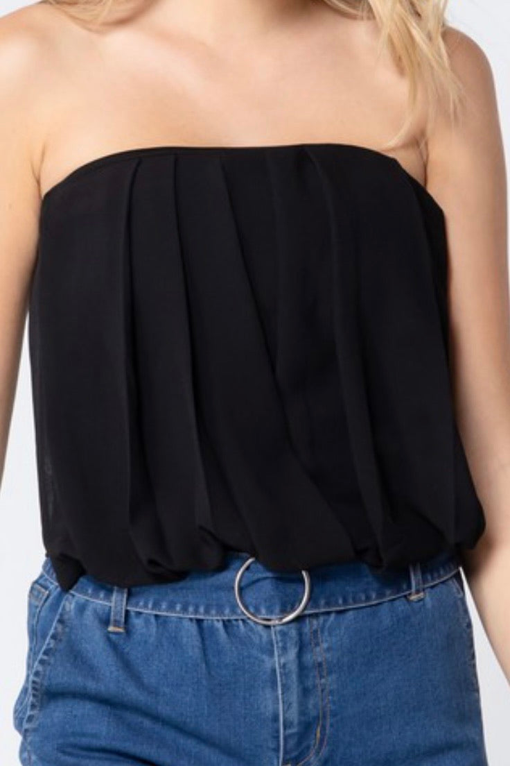 TUBE CROP TOP WITH SHIRRING FRONT
