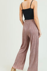 PLEATED SHIMMER WIDE LEG PANTS