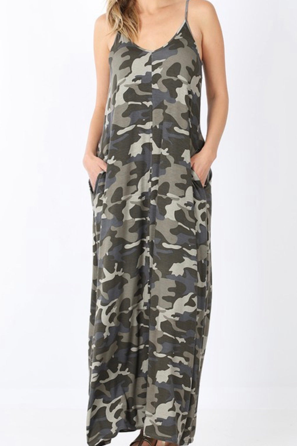 CAMI CAMO MAXI DRESS XL / DUSTY CAMO CAMI CAMO MAXI DRESS XL / DUSTY CAMO