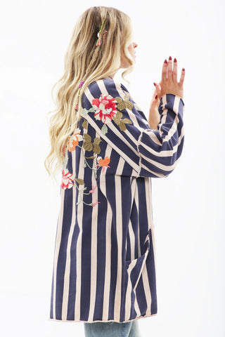 CRAFTED STRIPE JACKET WITH EMBROIDERY