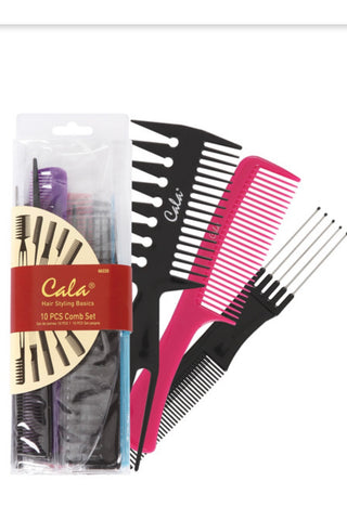 10 PC STYLING COMB SET WITH CARRYING POUCH