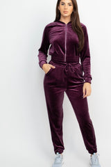 LONG SLEEVE VELVET ZIP HOODY WITH ELASTIC WAIST JOGGER SET