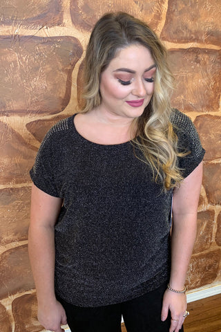 S/S SCOOP NCK W/GEMS SHOULDER