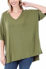 OVERSIZED HALF SLEEVE TEE WITH SIDE SLITS