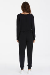 YASMIN LONG SLEEVE OVERLAPPED FRONT JUMPSUIT WITH WAIST TIE