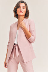 CLASSIC BLAZER WITH 3/4 RUCHED SLEEVES