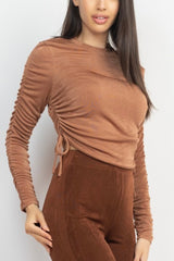 LONG SLEEVE ROUND NECK WITH SIDE ROUCHING