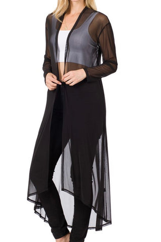 LONG SLEEVE MESH OPEN CARDI DUSTER