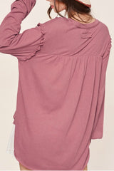 LONG SLEEVE TOP WITH RUFFLE SHOULDER DETAIL