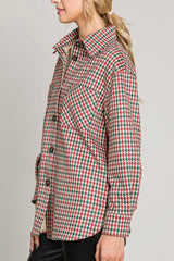 LONG SLEEVE HOUNDSTOOTH SUEDE BUTTON DOWN SHIRT