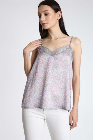 FLORAL PRINT LACE TRIM CAMISOLE