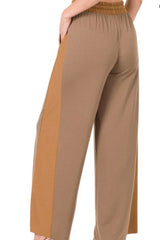 SOFT FRENCH TERRY TWO TONE WIDE LEG PANTS