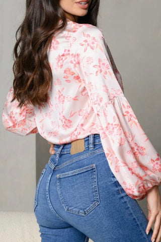 FLORAL PUFF LONG SLEEVE BODYSUIT
