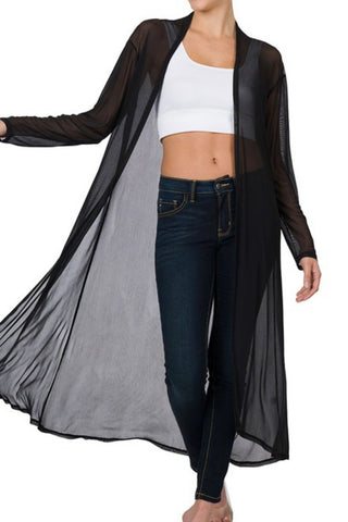 LONG SLEEVE MESH OPEN CARDI DUSTER