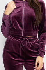 LONG SLEEVE VELVET ZIP HOODY WITH ELASTIC WAIST JOGGER SET