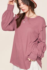LONG SLEEVE TOP WITH RUFFLE SHOULDER DETAIL