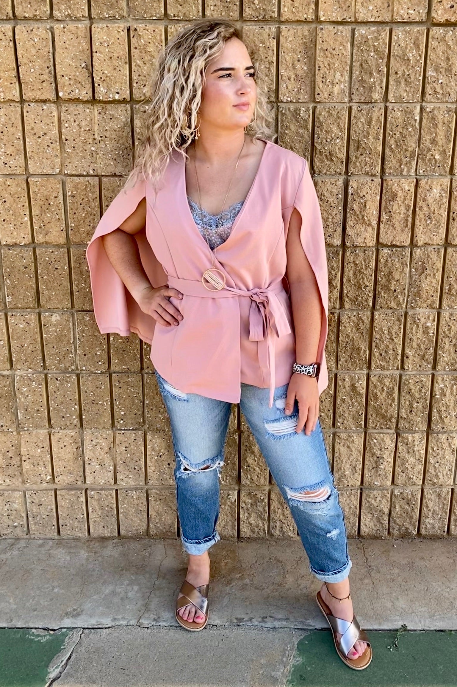 CAPE JACKET WITH BELT