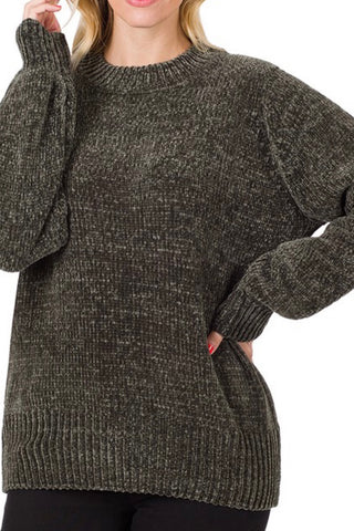 LONG SLEEVE CHENILLE PULLOVER SWEATER