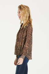 GENEVIEVE LONG SLEEVE RELAXED FIT BUTON UP TOP WITH COLLAR