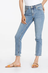 AIDEN HIGH RISE GIRLFRIEND JEANS WITH CHEWED HEM