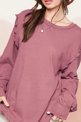 LONG SLEEVE TOP WITH RUFFLE SHOULDER DETAIL