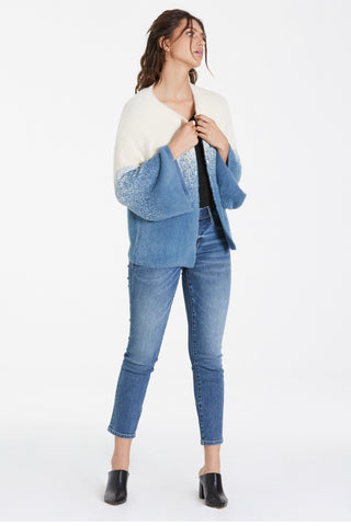 ELEANOR KIMONO SLEEVE OPEN CARDIGAN WITH OMBRE EFFECT