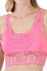 SEAMLESS STRETCH LACE BRALETTE WITH REMOVABLE PADS